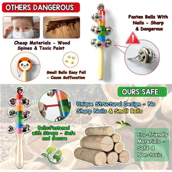 Toddler Musical Instruments,Wooden Percussion Instruments Toy for Kids Baby - Picture 2 of 7